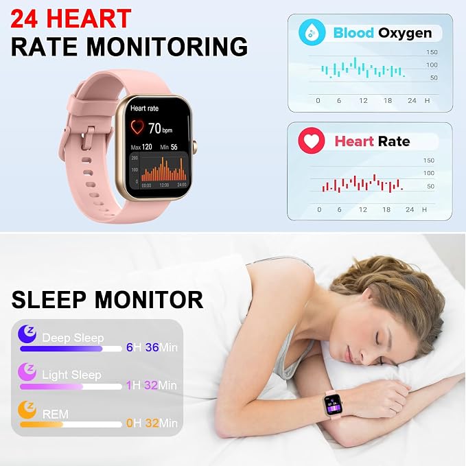 Smart Watch for Women (Answer/Make Call), 1.96"HD Smartwatch with Heart Rate/Sleep Monitor/Pedometer, 113+ Sports Modes, 2026 New Fitness Watch IP68 Waterproof, Activity Tracker for Android iOS-Pink