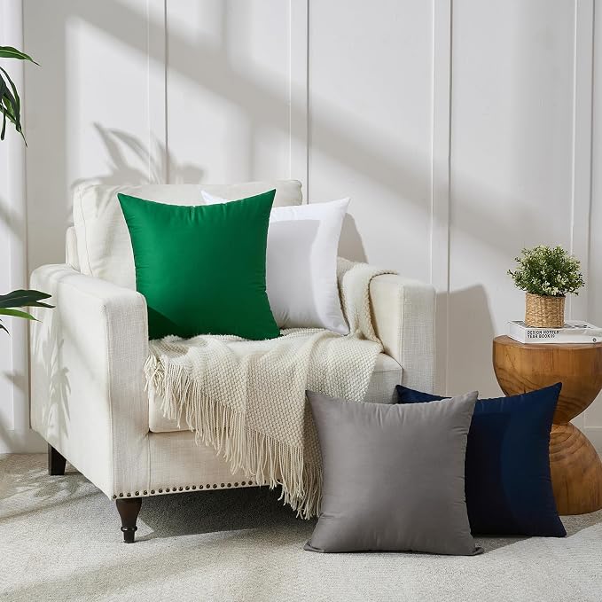 Longhui bedding Navy Throw Pillow Inserts 20x20 Set of 2, 100% Cotton Cover with Polyester Fill, 2-in-1 Use as Stuffers or Standalone Decor for Couch, Bed, Living Room, Outdoor