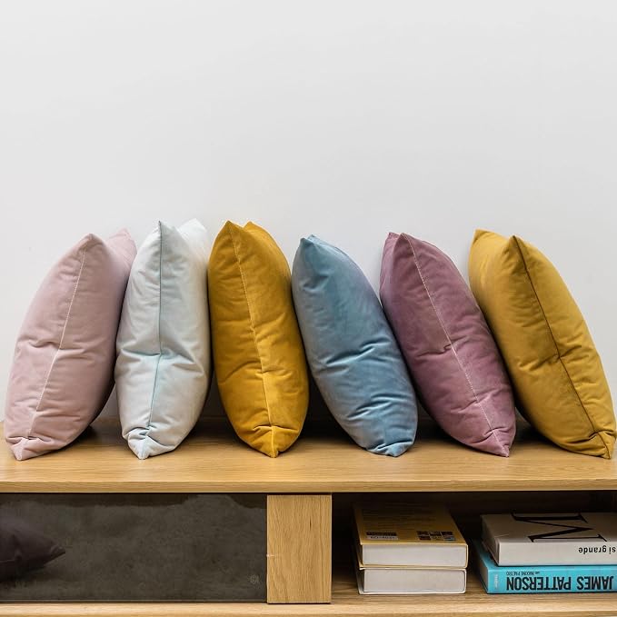 20x20 Throw Pillow Covers Set of 2 Decorative Velvet Cushion Covers,Gold | Soft Pillow Cases with Invisible Zipper for Modern Couch Sofa Bed Living Room Bedroom Home Decor