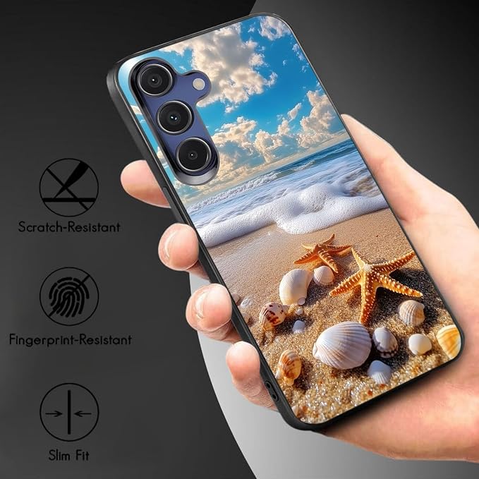 Designed for Galaxy S24 FE Phone Case,Slim Silicone Shockproof Protective Case for Galaxy S24 FE 6.7 inch,Beach Shell