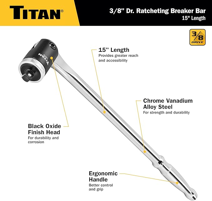 Titan 12015 3/8" Drive 15" Ratcheting Breaker Bar