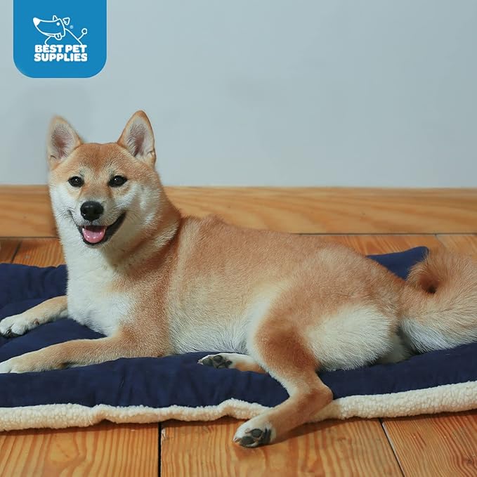 Best Pet Supplies Machine Washable Dog Crate Mat – Double-Sided Kennel Pad - Brown Linen, XL (42 x 28)