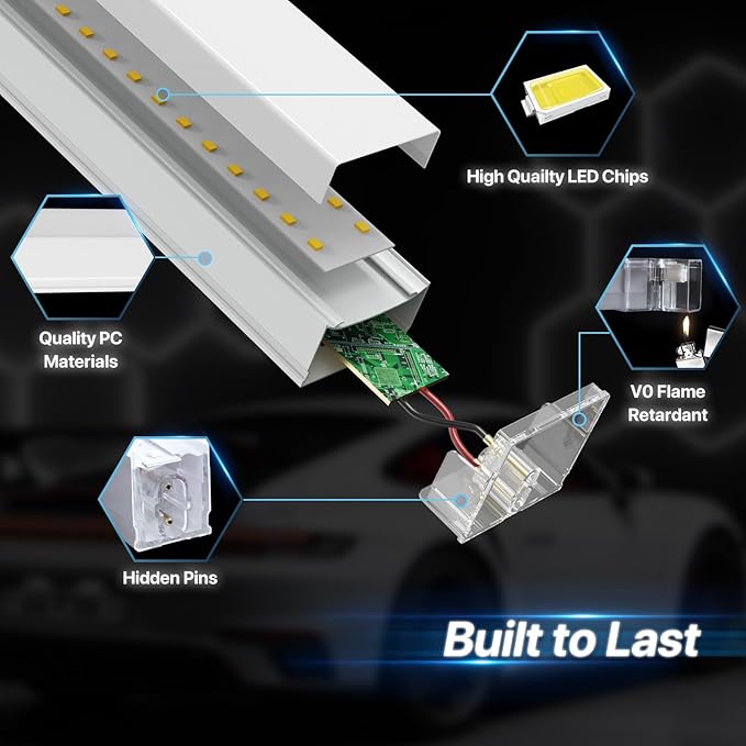 HYPERLITE Gen 2 Hexagon Garage LED Light, Upgraded 3 Level Dimmable 322W 32200LM Super Bright Garage Detailing Lights, 11 Grids Hex Shop Lights, Hexagon LED Lights for Basement, Gym, Shop