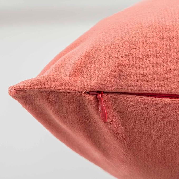 26x26 Throw Pillow Covers Decorative Velvet Couch Covers Set of 2,Coral | JUSPURBET Cozy Soft Pillowcases with Invisible Zipper for Modern Couch Sofa Bed Living Room Bedroom Home Decor