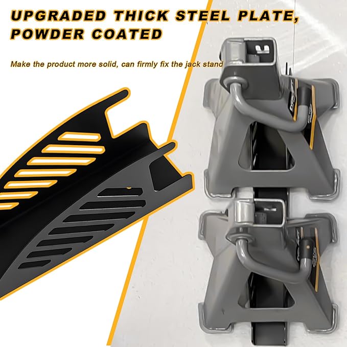 2 PCS Jack Stand Wall Mount Organizer, Heavy Duty Jack Stands Holder Storage Bracket, Wall Mount Metal Storage Racks Fit for 2 & 3 Ton Jacks Stand, Car Accessories