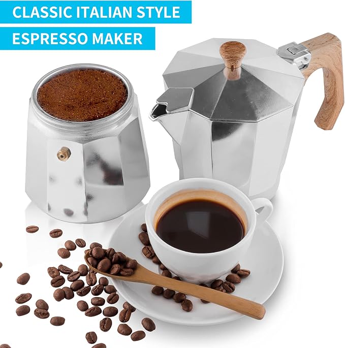 wedrink Stovetop Espresso Maker Aluminum Moka Pot 6 Cups Cuban Coffee Maker Stovetop Coffee Maker Moka Italian Espresso