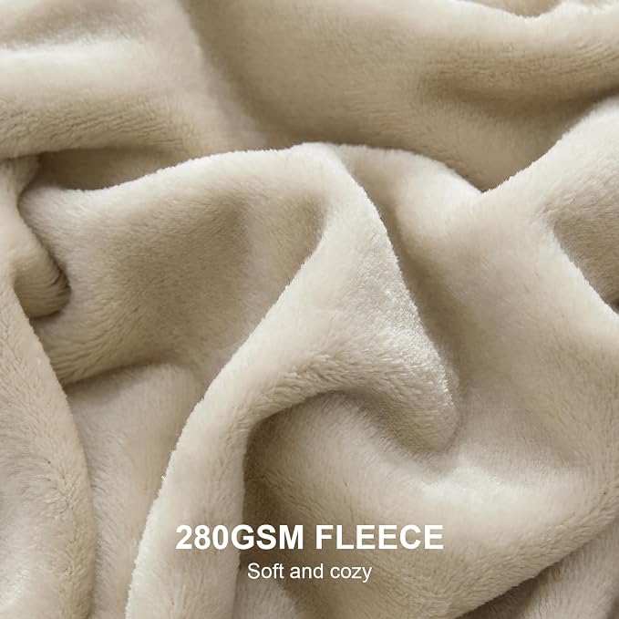 Hansleep Full Taupe Fleece Blanket, Soft Flannel Bed Blanket | Fuzzy Cozy Blanket 84x90 Inches, Multi-use for Bed, Sofa, Couch, Travel, Camping, All Season Warm Lightweight Cover