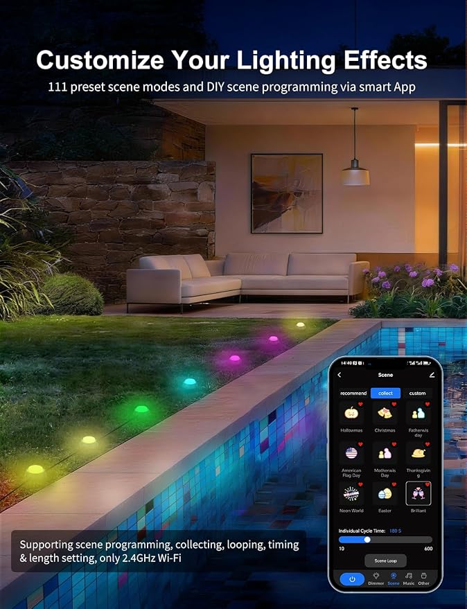 APPECK Outdoor Ground Lights 26 Pack, 58FT RGBCW Pathway Lights Wired | Tunable White Landscape Lights, DIY Scene Modes, IP65 Waterproof, for Path Yard Lawn Patio, Holiday Decor, App/Remote Control