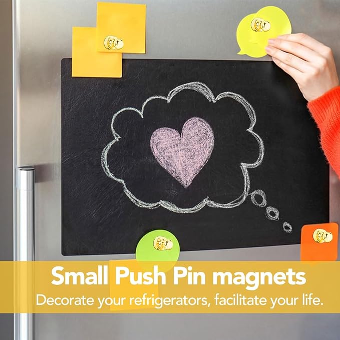 LOVIMAG Fridge Magnets 20Pcs, Magnet for Refrigerator Whiteboard, Gold | Small Strong Neodymium Metal Cute Push Pin for Classroom, Kitchen, Accessories Decorative, Office, Calendar