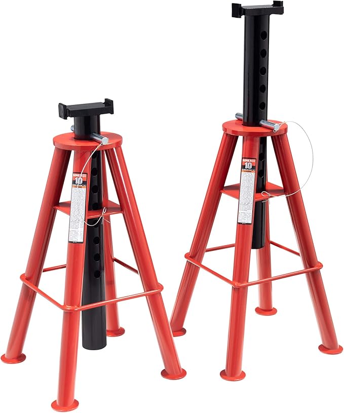 Sunex 10-Ton High and Medium Height Pin Type Jack Stands Bundle (Pair)