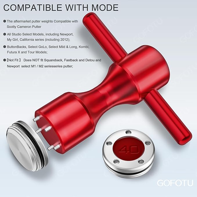 Golf Head weight 2pcs. 5g-40g Golf Custom Weights+Red Wrench Compatible with Titleist Scotty Cameron Putters Newport (40g)