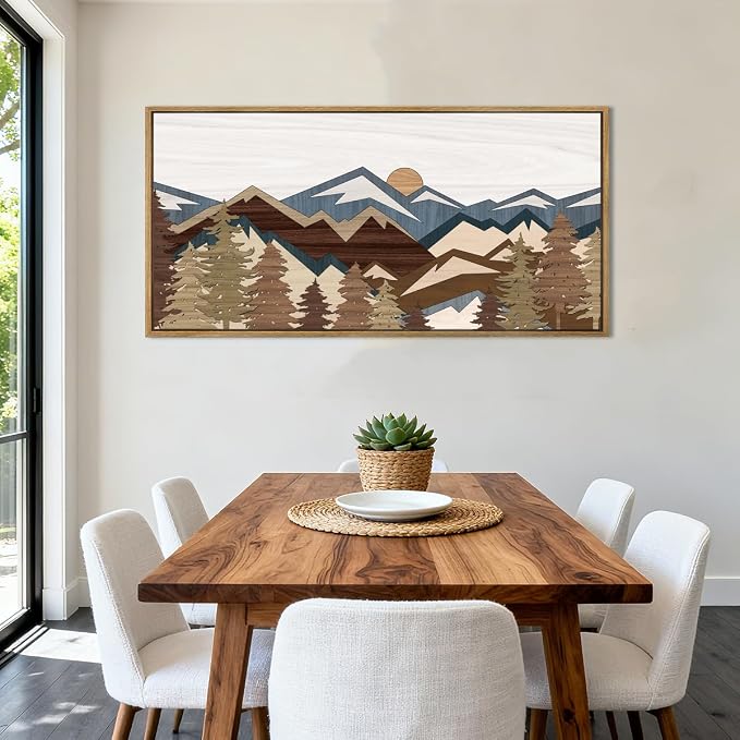 BINCUE Large Mountain Wall Art Framed Boho Wall Decor Mountain Artwork for Office Living Room Bedroom 20x40 Inches
