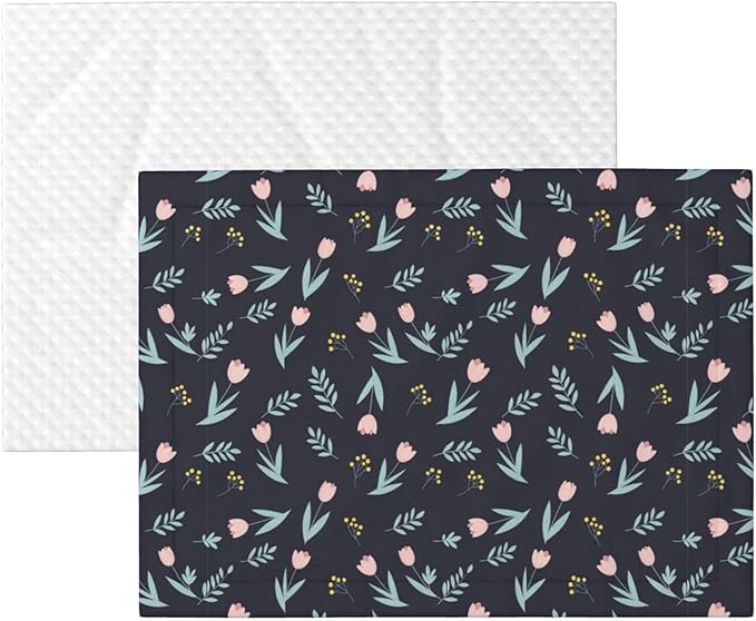 Two Sided Plush Pet Blanket for Crates Carriers Home Use, Shabby Chic Floral Tulips Flower Pink, Reversible Throw with Cozy Dot Fabric and Silky Reverse for Small Large Pets