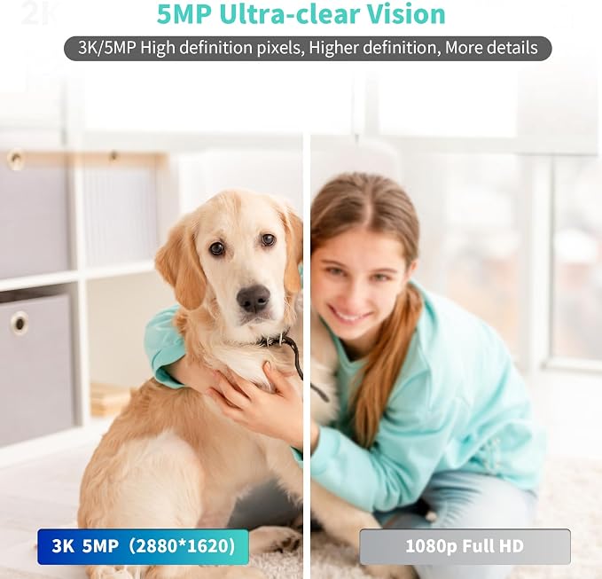 Alaga Indoor Security Camera,3K 5G and 2.4G WiFi, 360�� Pan/Tilt, Human/Pet/Motion AI, Night Vision, Speaker, Indoor Camera with Phone App, Compatible with Alexa & Google Assistant���2-Pack White