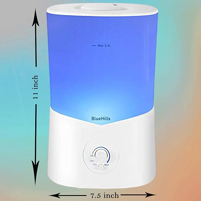 BlueHills Premium 3000 ML XL Essential Oil Diffuser Aroma Humidifier 3 Liter Big Capacity Huge Size Plant Baby Living Room Décor Lights Home High Mist Long Run Time Aromatherapy Diffuser White 3L-K1
