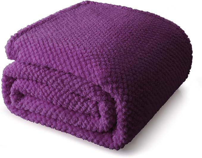 Whale Flotilla Soft Fleece King Size Bed Blanket, Purple | 90x104 Inch, Suitable for Bed, Fluffy Fuzzy Jacquard Blankets for All Season, Lightweight and Cozy