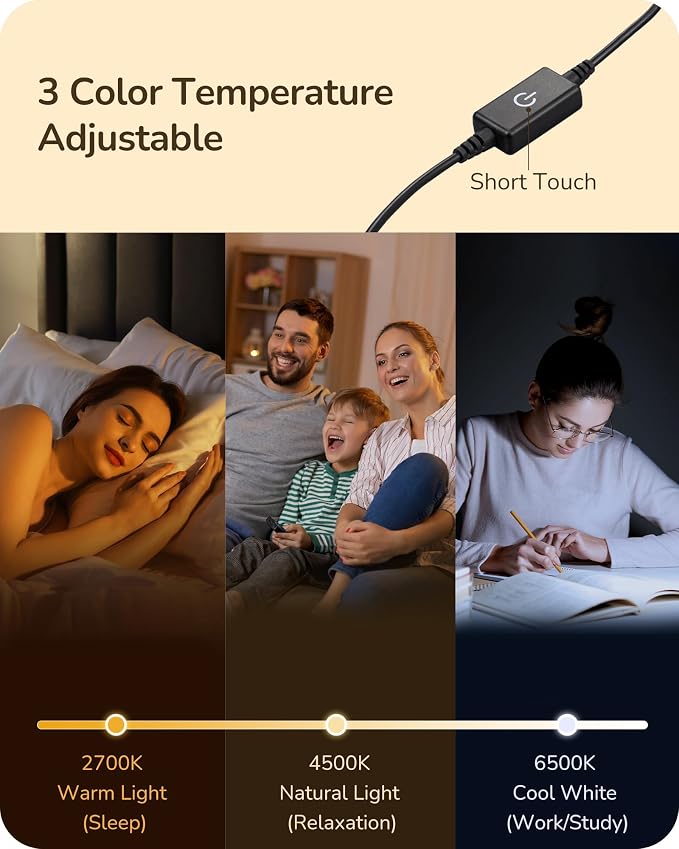 EDISHINE LED Table Lamp, Stepless Dimmable Bedside Lamp with 3 Color Temperature, Modern Nightstand Lamp, Upgraded Desk Lamps for Bedroom, Living Room, Corner, Gift, Metal Finish, Gold, 6W | 3 Color Temperature, 6W, Skinny Modern Minimalist Style for B...