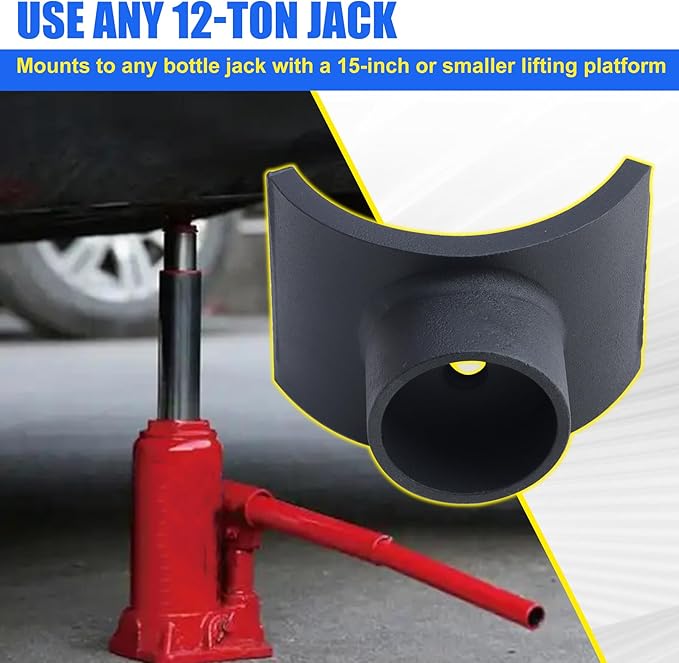 Bottle Jack Adapter Saddle - Jack Adapter for 3 Inch Axle Tube - Black Lifting Axles Saddle Made of Steel 3"