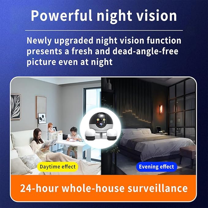Pet Cameras Indoor with Phone App, 1080p Dual Lens, P 360°/T 90° Rotation Monitoring, 2-Way Talk, Night Vision, Motion Detection, Video Recording (WiFi, Camera only)