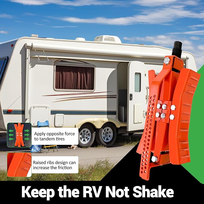 Wheel Chock Stabilizer with Rotatable Sides for RV Travel Trailer Tires, for Locking Tandem Wheels When Parked on Uneven Surfaces (2 Packs) with Ratchet and Password Locks