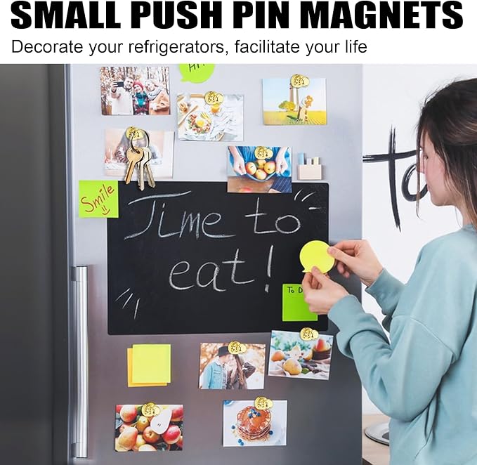 LOVIMAG Fridge Magnets 40Pcs, Magnet for Refrigerator Whiteboard, Gold | Small Strong Neodymium Metal Cute Push Pin for Classroom, Kitchen, Accessories Decorative, Office, Calendar