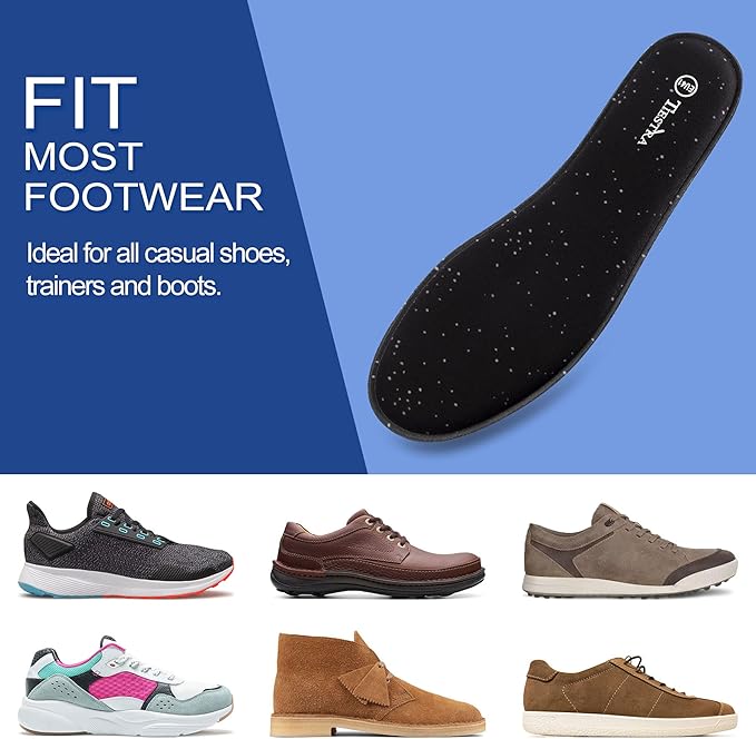 3 Pair -Shoe Inserts for Mens Memory Foam Insoles,Replacement Insoles for Work Boots Running Shoes, Cushion Shock Absorbing for Foot Pain Relief, Comfort Breathable Inner Soles Black 42EU,US9