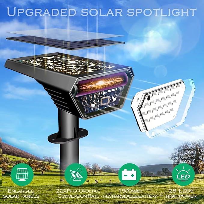 10pack Solar Spot Lights Outdoor,Auto On/Off Solar Lights Outdoor Waterproof IP65,2-in-1 Solar Powered Outdoor Landscape Lighting,Solar Lights for Outside Yard Garden Pathway (Warm White)