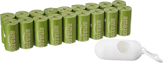 Amazon Basics Premium Leak Proof Dog Poop Bags with Dispenser and Leash Clip, Brazilian Mango Scented, 13" x 9", 270 Count (18 Rolls of 15), Easy-Tear