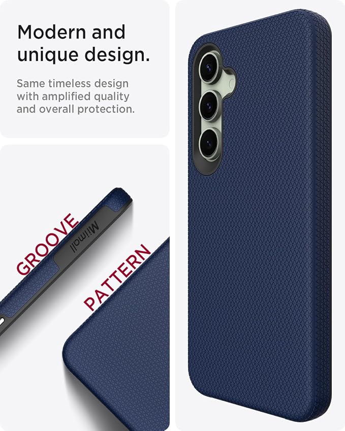 Miimall Rugged Case for Samsung S24 FE, Dual Layer Protection, Military Shockproof, Anti-Slip, Anti-Scratch, Tough Full Body Heavy Duty Slim Case, Dark Blue