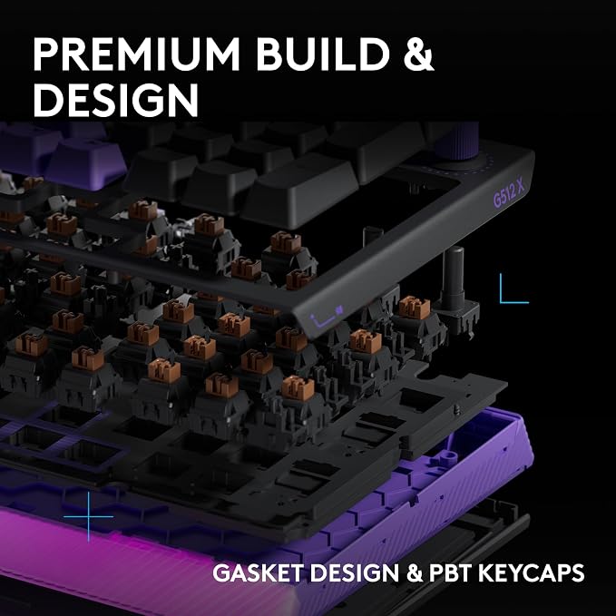 Logitech G512 X 98 TMR + Linear Switch Mechanical Gaming Keyboard - Black | Hot-Swappable 9x TMR Rapid Trigger + Linear Mechanical Switches, Gasket, PBT Keycaps, <8K, LIGHTSYNC RGB, for PC & Mac