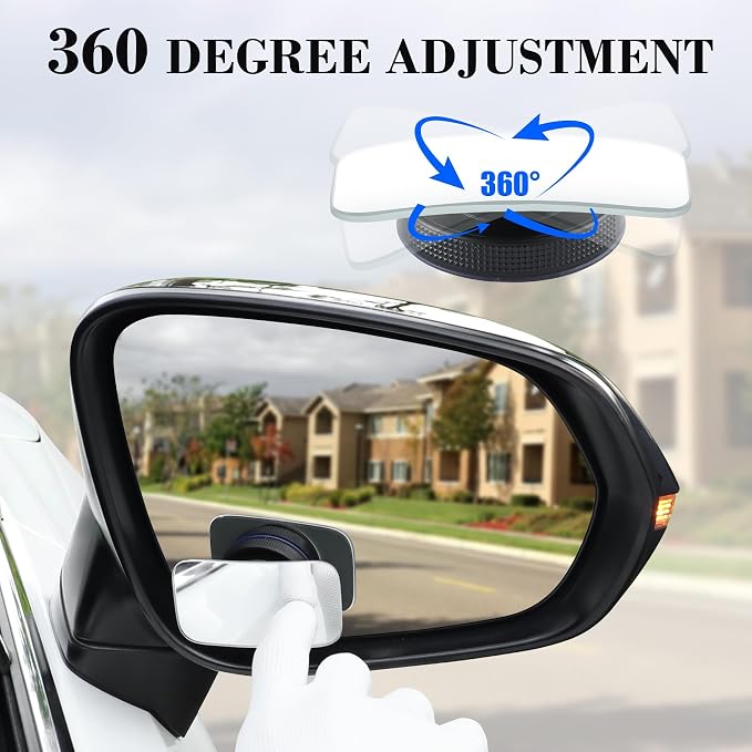 LivTee Blind Spot Car Mirror, Rectangular HD Glass Frameless Convex Side Mirror Blindspot, Reusable 360�� Wide Angle Rear View Car Mirrors with Powerful Adjustable Suction Cup - Exterior Mirrors