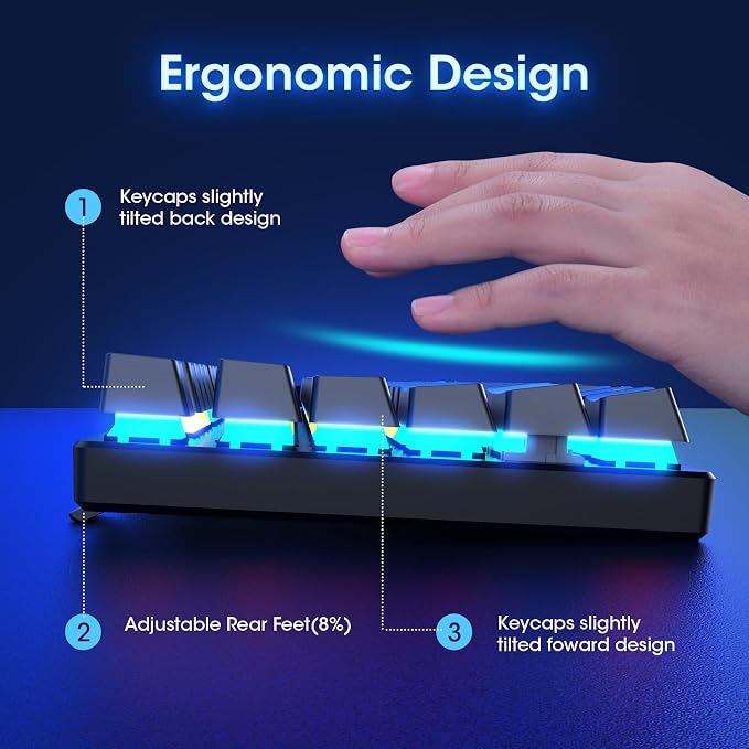 RisoPhy Mechanical Gaming Keyboard, RGB 104 Keys Ultra-Slim LED Backlit USB Wired Keyboard with Blue Switch, Durable Abs Keycaps/Anti-Ghosting/Spill-Resistant Computer Keyboard for PC Mac Xbox Gamer | 104 Keys, RGB LED Backlit, Durable Abs Keycaps, Ant...