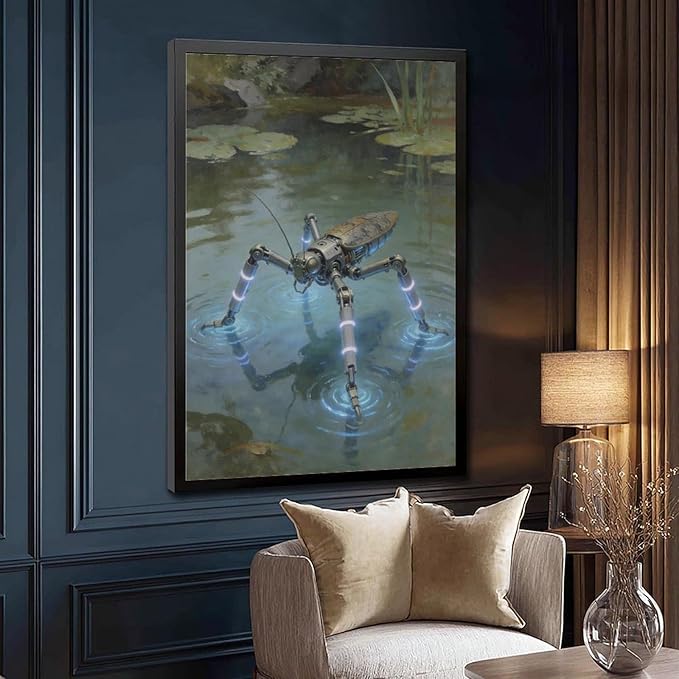 Framed Modern Sci Fi Wall Art for Living Room And Studio Futuristic Minimalist Decor 24x36in
