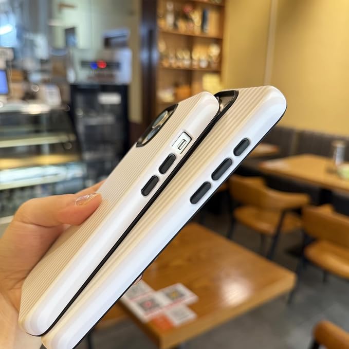for iPhone 15 Pro Case Striped Cute Aesthetics Phone Case Trendy Protective Shockproof Cover for iPhone 15 Pro White