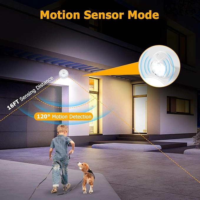 Motion Sensor Outdoor Lights - Outdoor Motion Sensor Light Battery Operated Wireless Spotlight Motion Detector Security Light Auto On Off for Sheltered Porch Stair Hallway Garage Wall Shed (1 Pack)