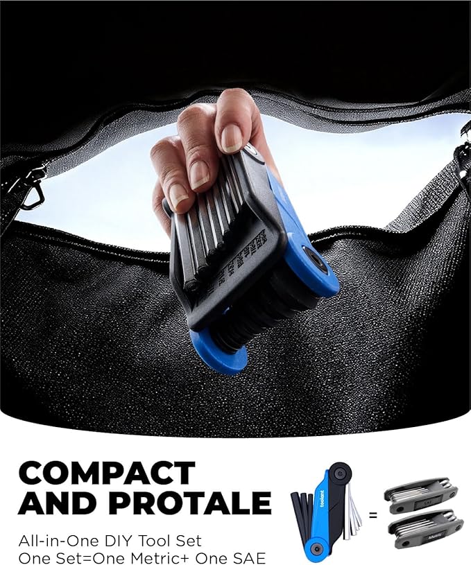 Kraftek toolant 17PCS Folding Allen Wrenches Sets(Metric and SAE), Metric Allen Key Set 1.5mm- 8mm, SAE Hex Key Set 5/64”- 1/4", Folding Hex Keys for Home Repair and Bikes(EDC),gift for men