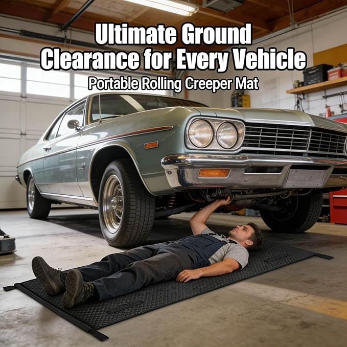 Rolling Creeper Mat, 60"x28" Under Car Repair Pad with Storage Bag, Foldable Low-Profile Mechanics Mat for SUVs, Trucks & Low Clearance Cars, Waterproof & Easy Clean Garage Floor Magical Rolling Mat