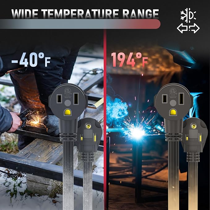 YESWELDER 20ft 250 Volt Welder Extension Cord 10 AWG Power Extension for Welding Machines， NEMA 6-50P to 6-50R