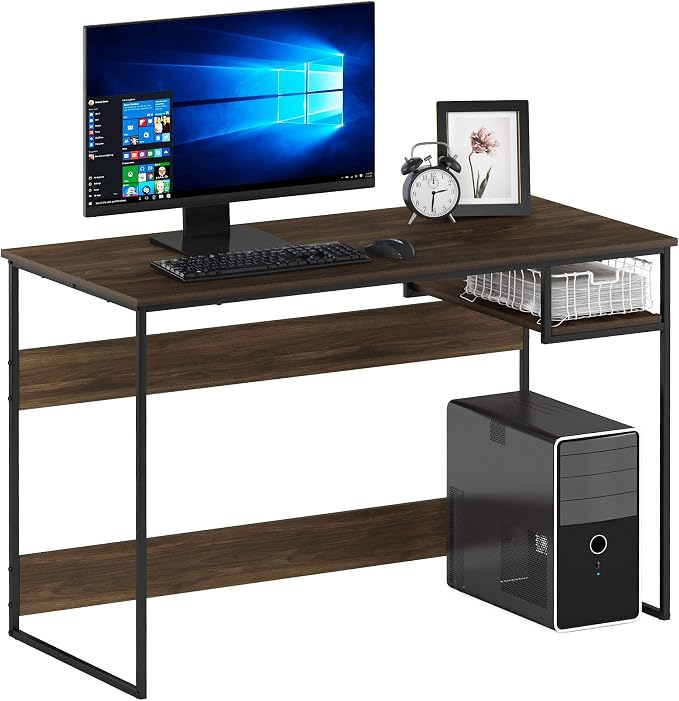 FURINNO Moretti Lifestyle Study Desk, 45 Inches, Columbia Walnut