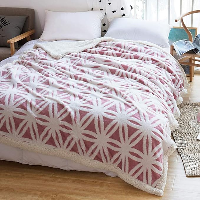 LOMAO Sherpa Fleece Blanket Gifts for Mom Dad Cozy Soft Throw Blanket for Women Men Birthday Gifts Dual Sided Couch Sofa Bed Blanket (Pink, 71''x80'')
