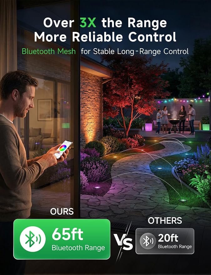 Smart RGBCW Outdoor In-Ground Well Light, 12V Low Voltage Landscape Lighting with App & Remote Control, Replaceable Bulb for Yard, IP65 Waterproof, Transformer and Wire Not Included, 1 Pack