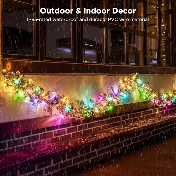 Color Changing Christmas String Lights, 33ft 100 LED Twinkle Fairy Lights String Waterproof, 200+ Scene Modes, Smart App & Remote for Indoor Outdoor Christmas Tree Party Bedroom Patio Decor
