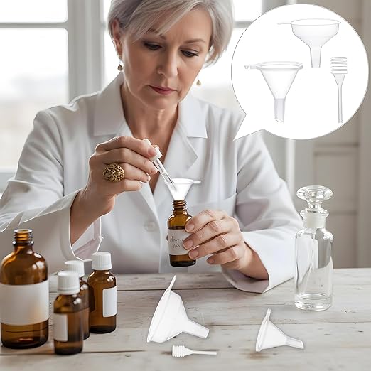 12 Pcs Small Funnel Kit Mini Plastic Clear Funnel Sets Bottles Filling Tool Essential with Droppers Pipette Dispenser for Kitchen Sand Art Perfume Spice Powder Oils Capsules Pet Souvenirs Food