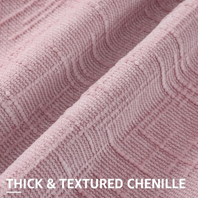 decorUhome Textured Chenille Throw Pillow Covers 26x26 Set of 2 Blush Pink | Fall Modern Farmhouse Soft Cozy Slubby Couch Pillow Cases Boho Decorative Pillow Cases for Bed Sofa Living Room Home Decor