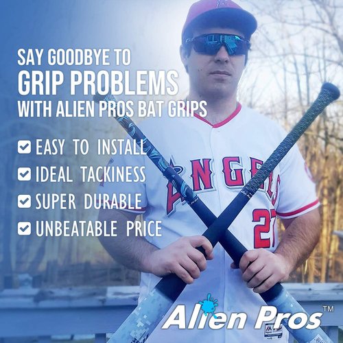 ALIEN PROS Bat Grip Tape - Precut 1.1 mm Pro Feel Baseball Grip Replacement | 2 or 4 Grips Available