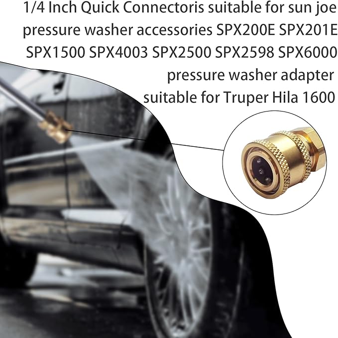 1/4 Inch Quick Connectoris Suitable for Sun Joe Pressure Washer Accessories SPX200 SPX201E SPX205E-MAX SPX1500 SPX4003 SPX2500 SPX2598 SPX6000 Pressure Washer Adapter Suitable for Truper Hila 1600