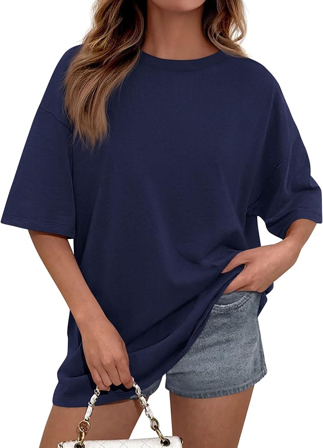 PRETTYGARDEN Womens 2026 Spring Going Out Tops Casual Short Sleeve Crewneck Loose Fit Basic Oversized T Shirts Summer Outfits