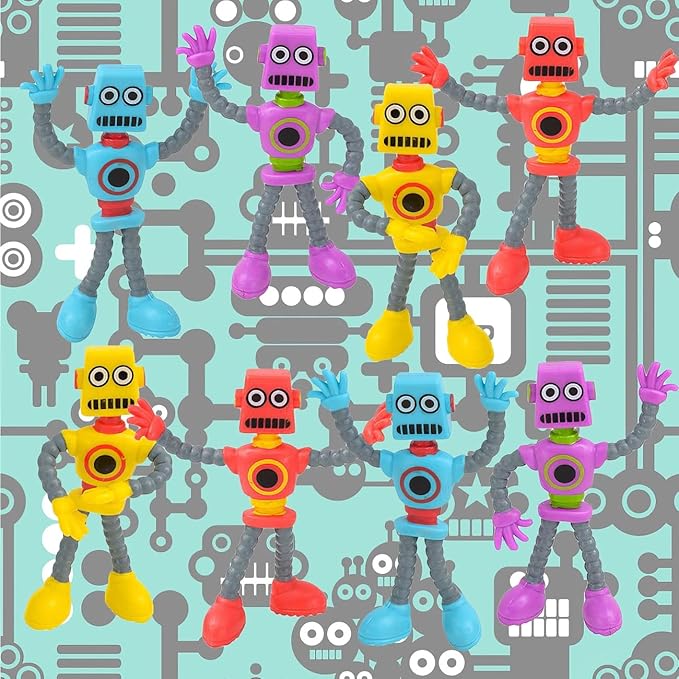 ArtCreativity 12 Pack Bendable Robot Figures, Anxiety Relief Toys, Robot Party Favors for Boys and Girls, Stress Relief Fidget Toys, Sensory Toys for Kids and Adults, Goody Bag Stuffers