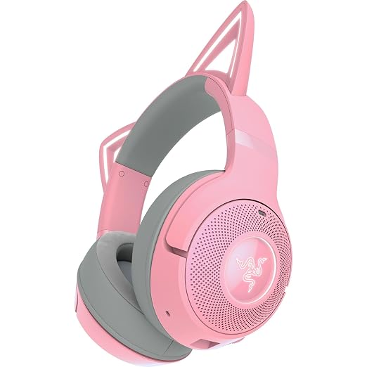 Razer Kraken Kitty V2 BT Wireless RGB Headset, Pink | Chroma RGB Kitty Ears & Earcups, Bluetooth 5.2, 40 mm Drivers, Noise-cancelling Mics, Lightweight, USB-C, 40 Hr Battery