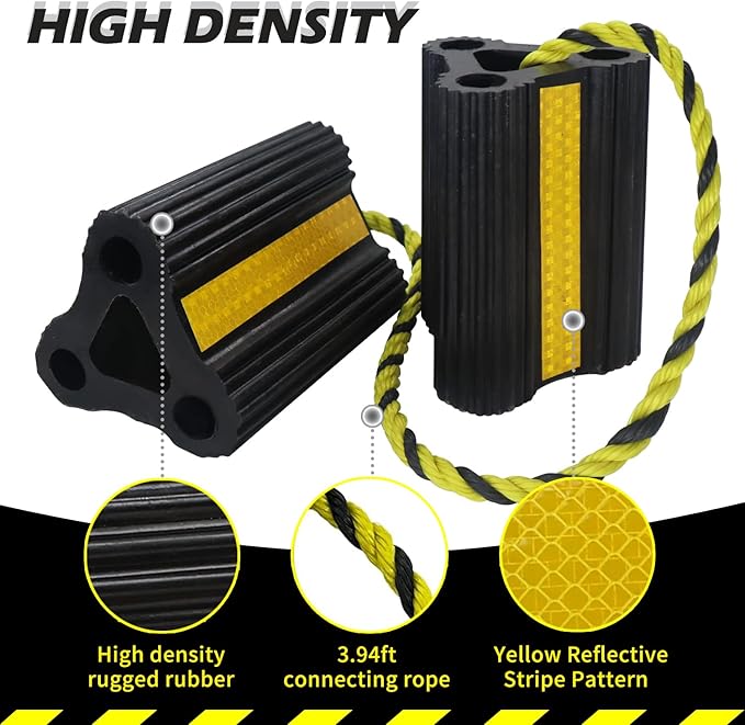Rv Wheel Chocks for Trailers Camper Trucks and Small Aircraft Wheel Chock 4Pair8Pack Wheel Chocks Block with 3 Reflective Strips Versatile Heavy Duty Solid Rubber Wheel Immobilizers & Chocks